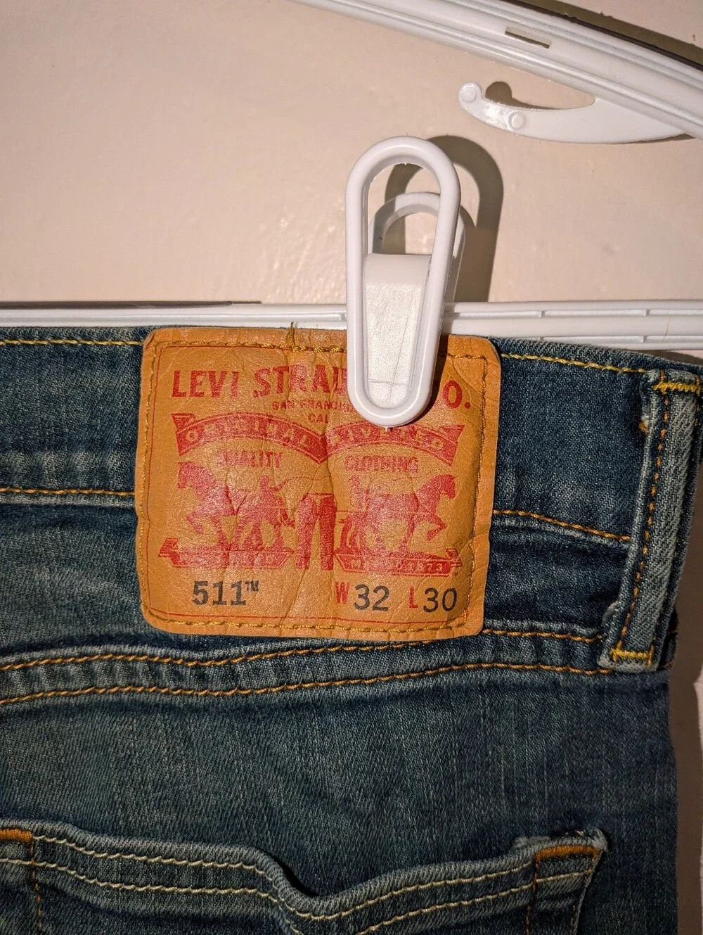 Levi's Blue Denim Jeans with Tan Leather Patch